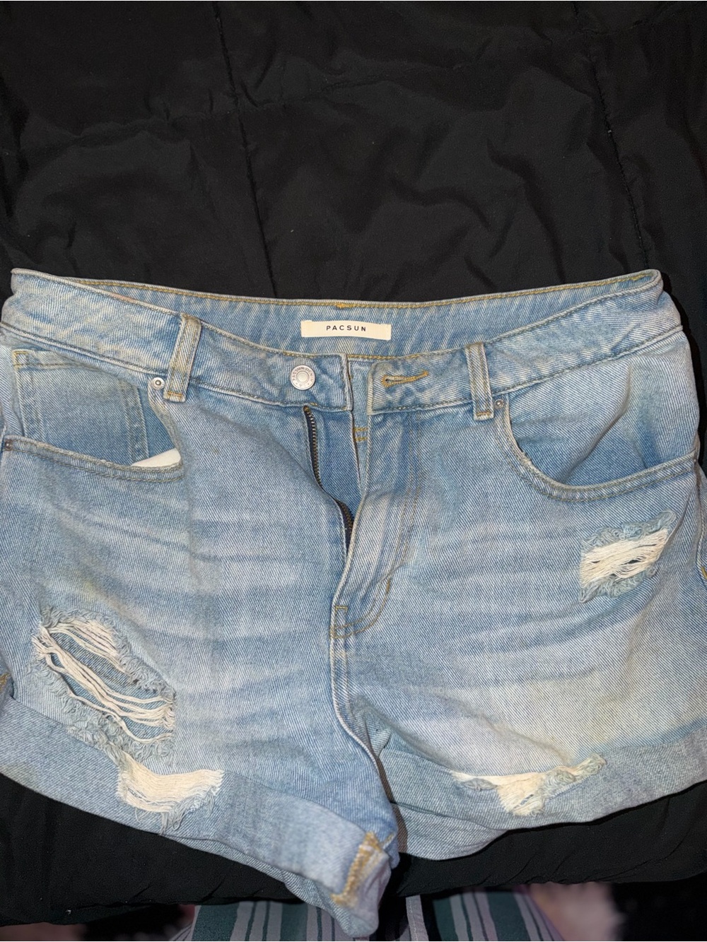 PacSun Light Blue Distressed Denim Mom Shorts